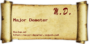 Major Demeter névjegykártya